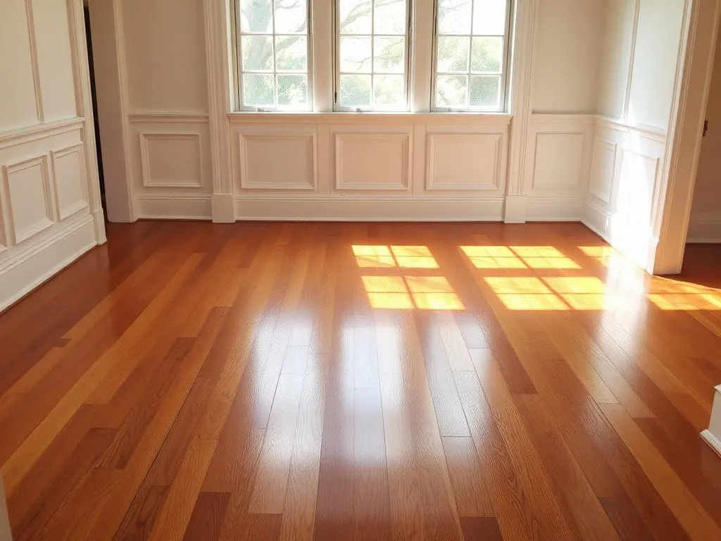 Freshly refinished oak hardwood floor in a historic home
